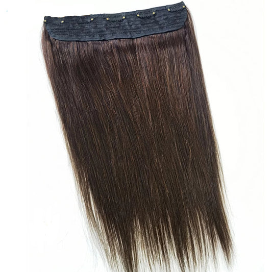 #4 Brown Straight One Piece 5 Clips Human Hair Extensions 100% Remy Hair