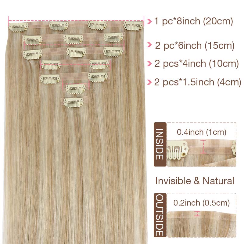 DIRTY BLONDE HIGHLIGHTS (18A/613A) SEAMLESS CLIP-INS