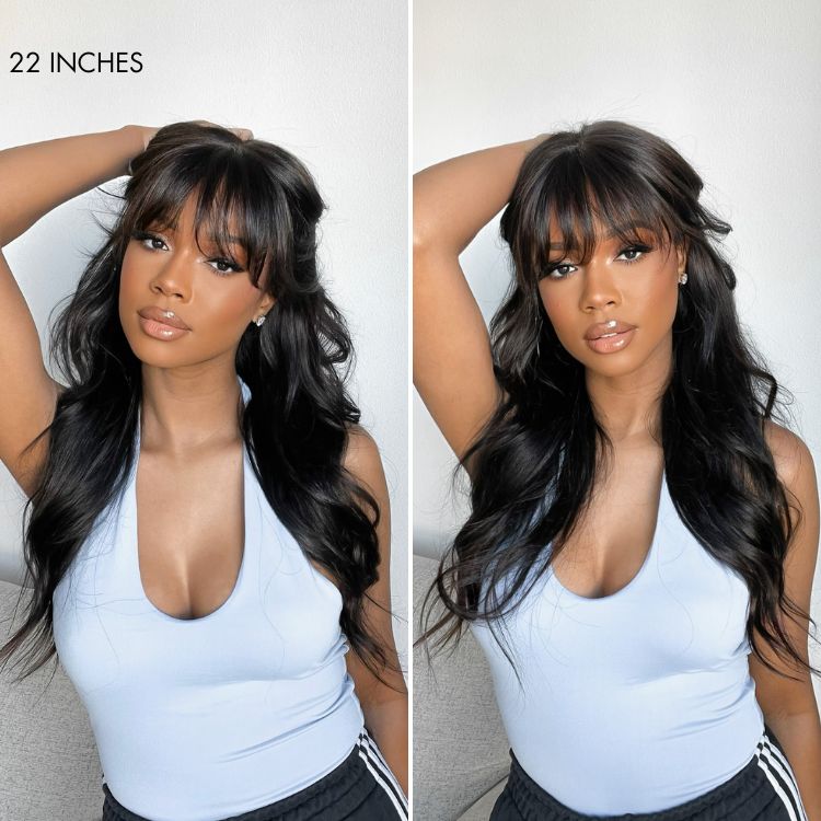 Jasperel Wig Loose Body Wave Glueless 7x6 Closure HD Lace Human Hair Wig with Bangs Pre-Cut Lace