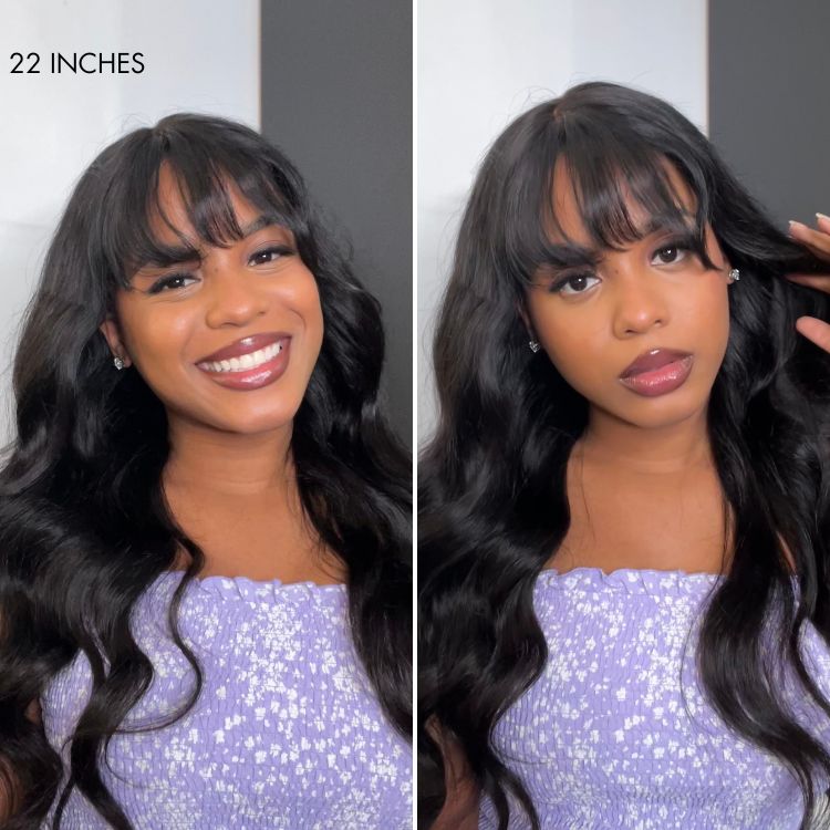 Jasperel Wig Loose Body Wave Glueless 7x6 Closure HD Lace Human Hair Wig with Bangs Pre-Cut Lace