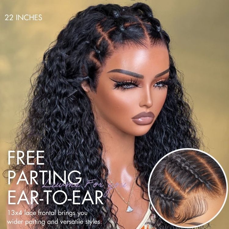 PreMax Water Wave Glueless Flexi-Fit Drawstring 13x4 Frontal Lace Fluffy Curly Wig Pre-Cut Lace
