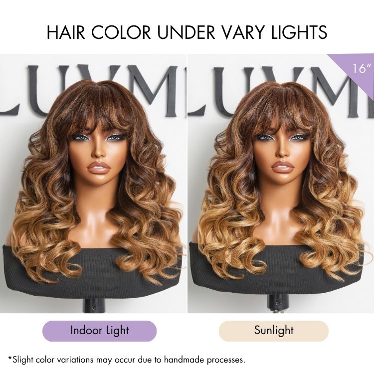 Jasperel Wig Loose Body Wave Glueless 7x6 Closure HD Lace Human Hair Wig with Bangs Pre-Cut Lace