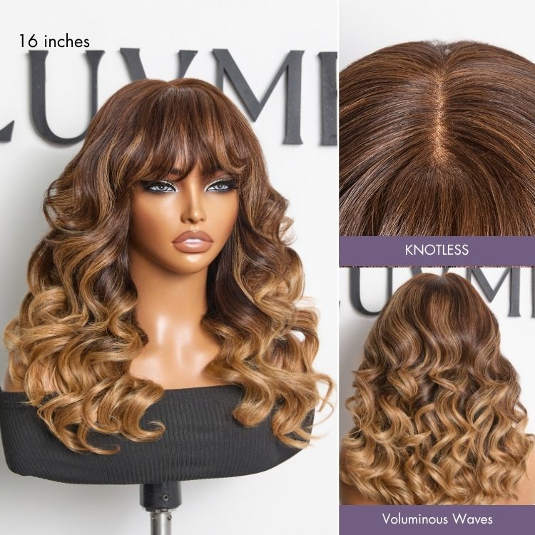 Jasperel Wig Loose Body Wave Glueless 7x6 Closure HD Lace Human Hair Wig with Bangs Pre-Cut Lace
