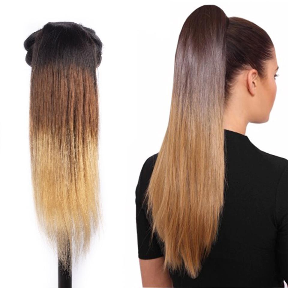 1b/4/27 Straight Drawstring Ponytail African American Hair Extension