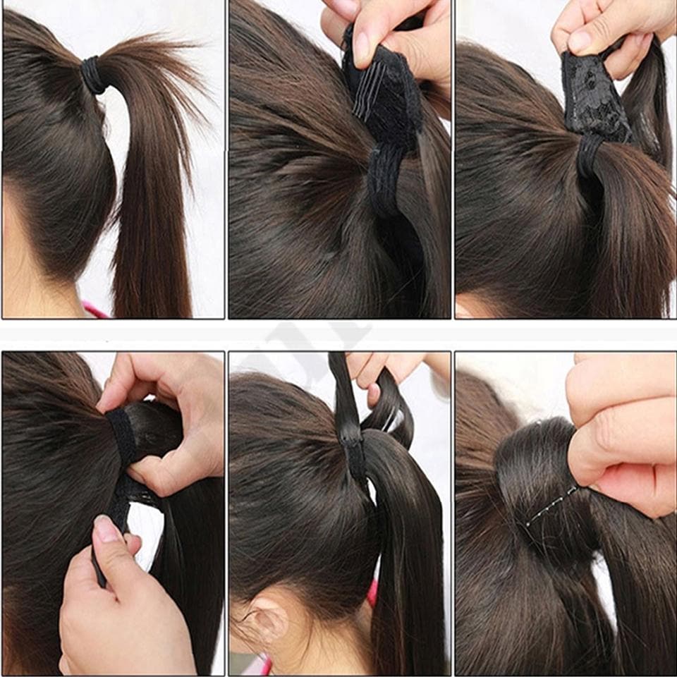 #613 Straight Wrap Around Ponytail Human Hair Extensions Color Hairpiece