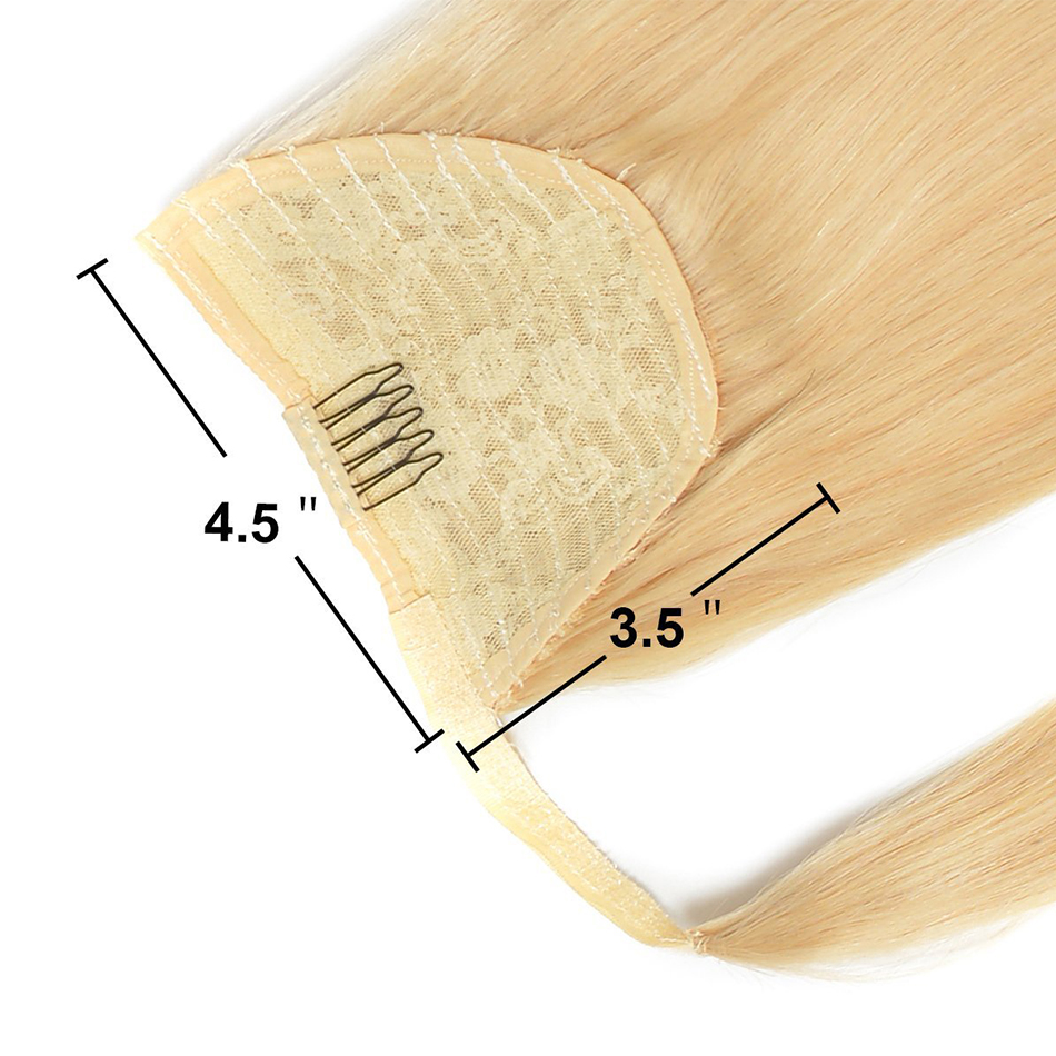 #613 Straight Wrap Around Ponytail Human Hair Extensions Color Hairpiece