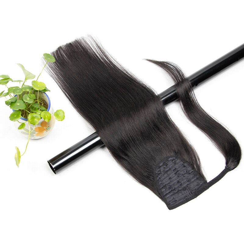 Jasperel Straight Wrap Around Ponytail Human Hair Extensions Natural Color Hairpiece