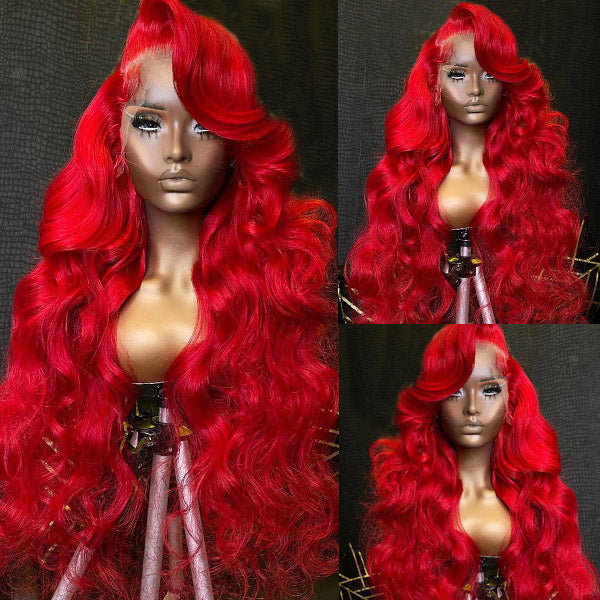 Red Lace Front Wigs Body Wave Wig 13x4 HD Lace Frontal Wigs Transparent Lace Wigs