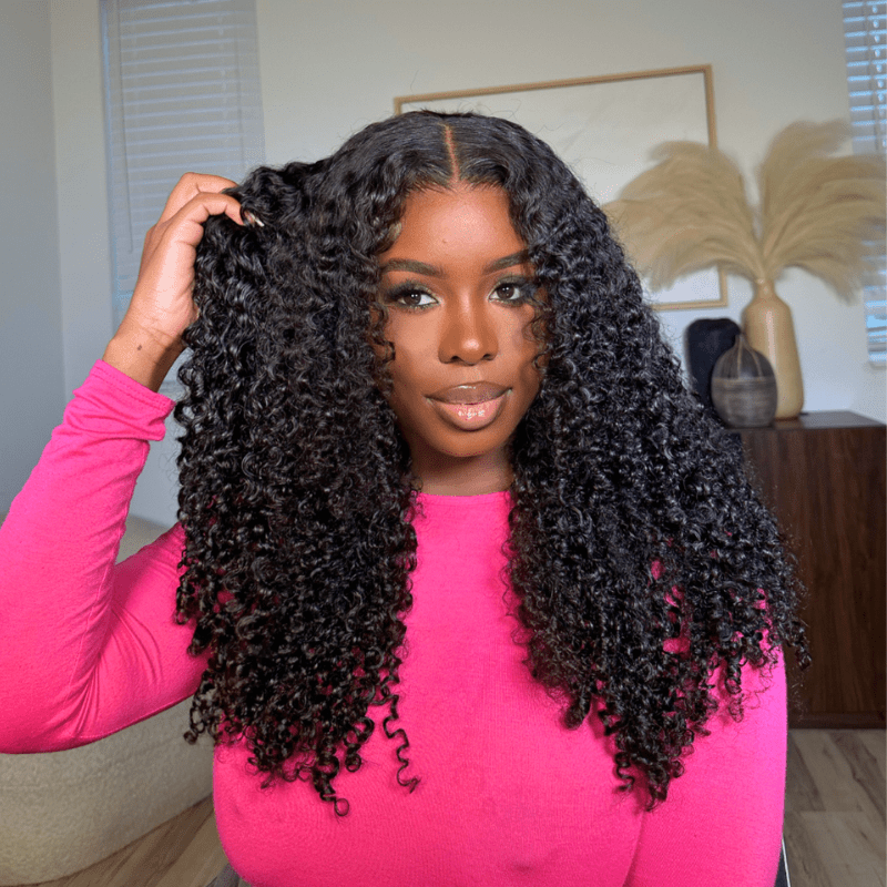 Glueless Wig Fluffy Kinky Curly 7x5 Pre Cut Lace Front Wigs Pre Plucked Natural Hairline 180% Density