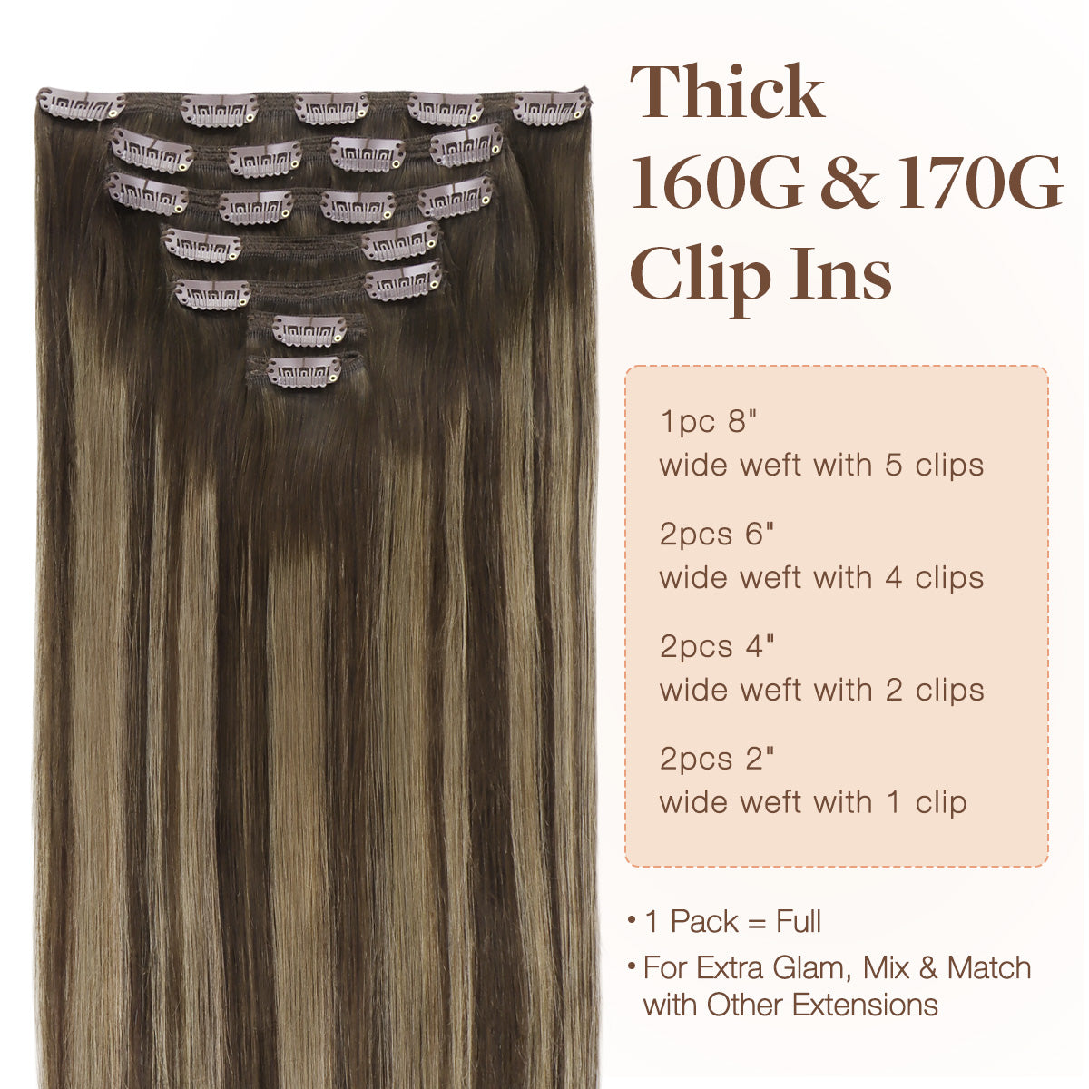 Clip in Hair Extensions 150g