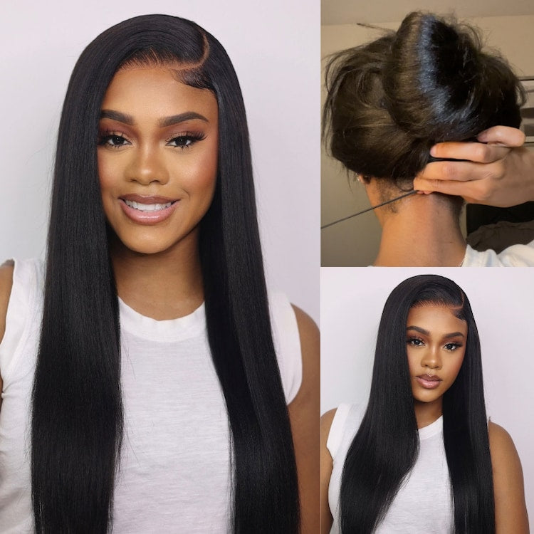 $199=30inch Pre Bleached Straight HD Transparent Glueless Wigs Human Hair 180% Density Flash Sale