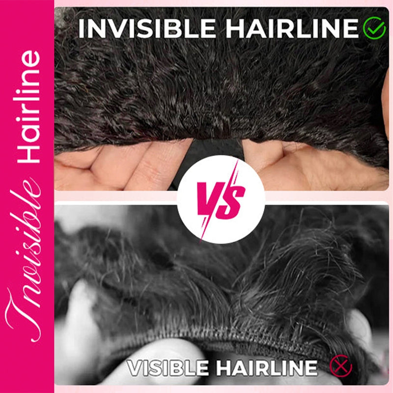 Kinky Curly Half Wig Seamless Ready To Wear Wigs With Invisible Drawstring Flip Over Glueless Wig Beginner Friendly