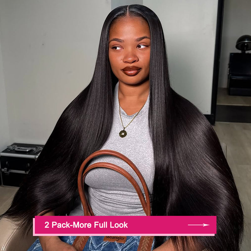 Silky Straight Hair Real Human Hair Clip in Hair Extensions With Seamless Edge Natural Black Color 9pcs / 7pcs