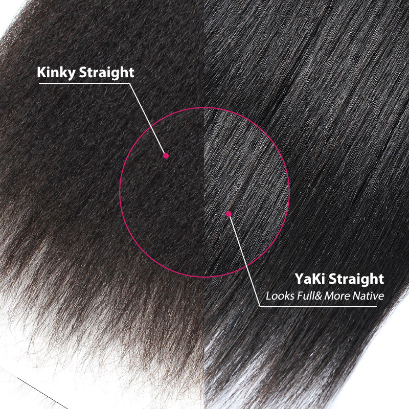 Ready To Wear Glueless Wigs Upgrade Yaki Straight Flexi-Fit Drawstring Half Wig With Invisible Hairline