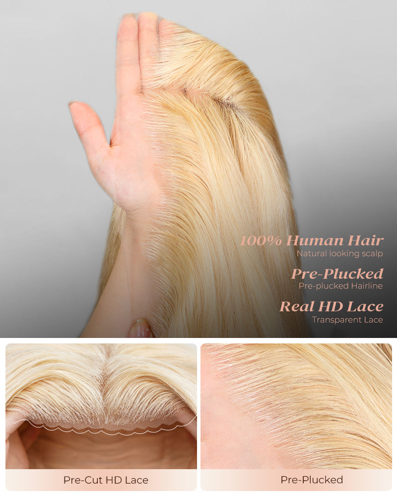 Blonde #613 Body Wave 13x4/6x5 Lace Front Human Hair Wig Free Part