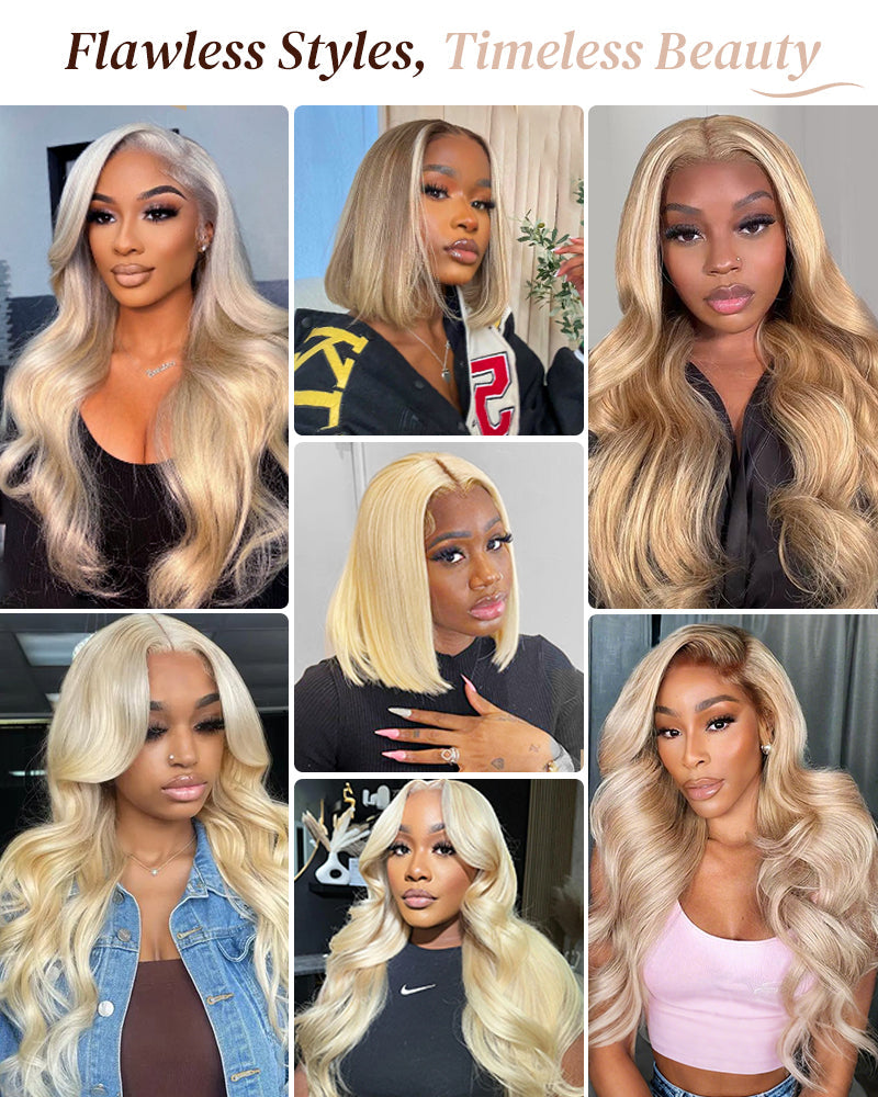 Blonde #613 Body Wave 13x4/6x5 Lace Front Human Hair Wig Free Part