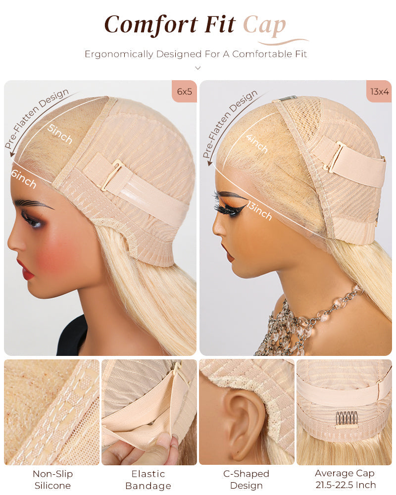 Blonde #613 Body Wave 13x4/6x5 Lace Front Human Hair Wig Free Part