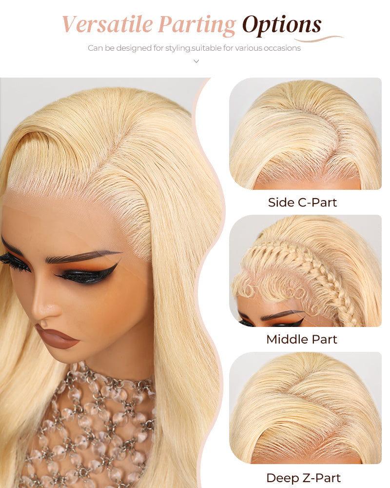 Blonde #613 Body Wave 13x4/6x5 Lace Front Human Hair Wig Free Part