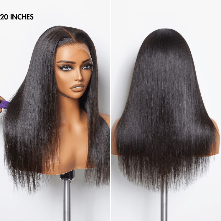 Super Natural Hairline Silky Straight Glueless 13x4 Frontal Lace Wig Human Hair Pre-Cut Lace