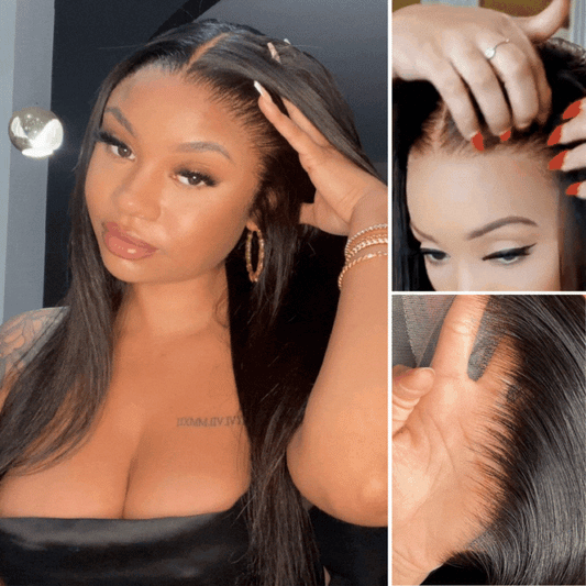 Super Natural Hairline Silky Straight Glueless 13x4 Frontal Lace Wig Human Hair Pre-Cut Lace