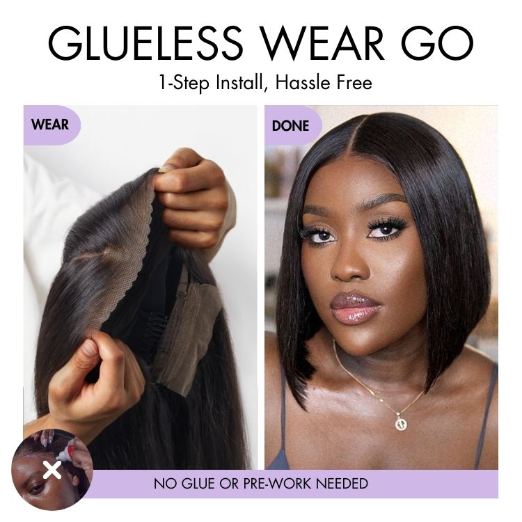 Wig Silky Blunt Cut Bob Glueless 7x6 Closure HD Lace Wig Pre-Cut Lace
