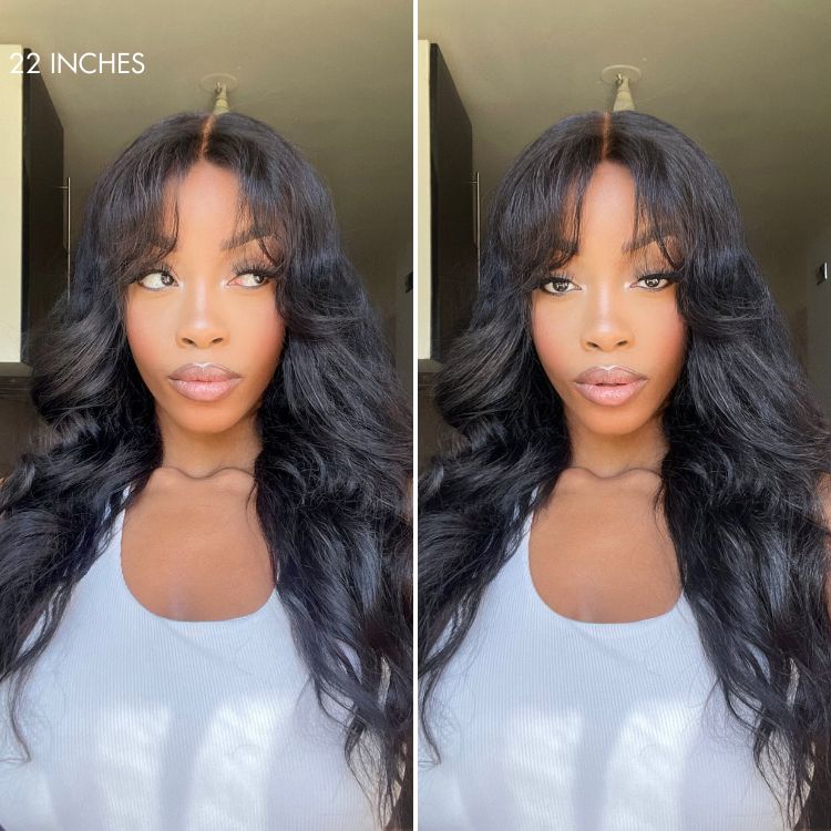 Jasperel Wig Loose Body Wave Glueless 7x6 Closure HD Lace Human Hair Wig with Bangs Pre-Cut Lace