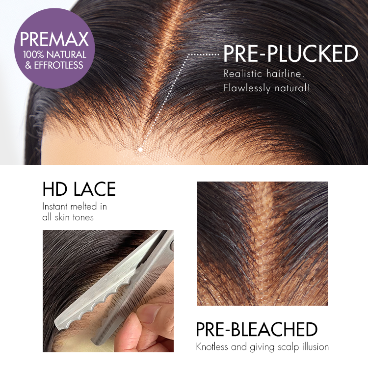 Wig Silky Blunt Cut Bob Glueless 7x6 Closure HD Lace Wig Pre-Cut Lace
