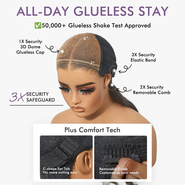 Wig Silky Blunt Cut Bob Glueless 7x6 Closure HD Lace Wig Pre-Cut Lace