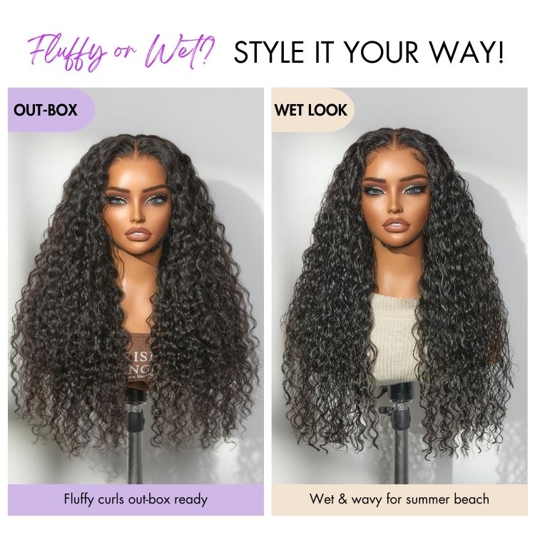 PreMax Water Wave Glueless Flexi-Fit Drawstring 13x4 Frontal Lace Fluffy Curly Wig Pre-Cut Lace