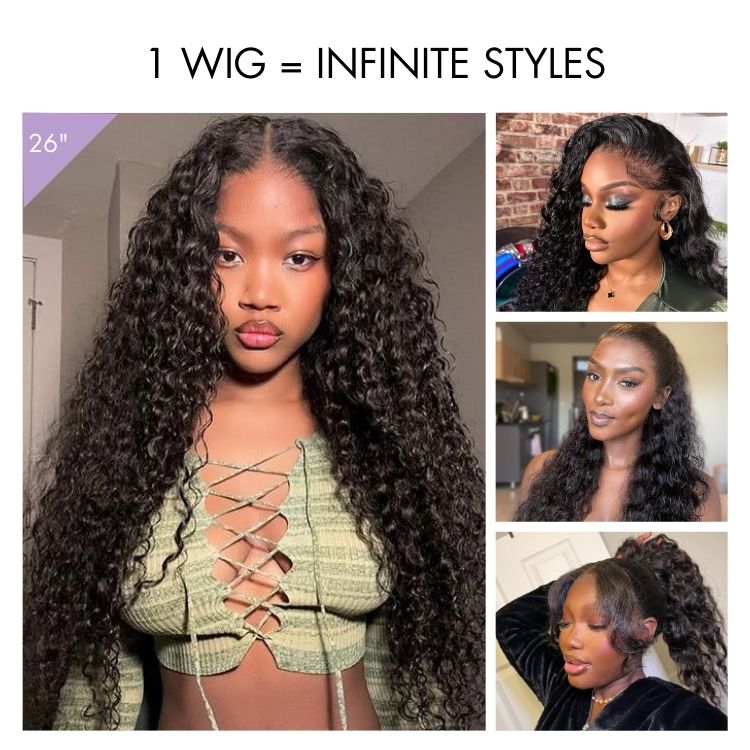 PreMax Water Wave Glueless Flexi-Fit Drawstring 13x4 Frontal Lace Fluffy Curly Wig Pre-Cut Lace