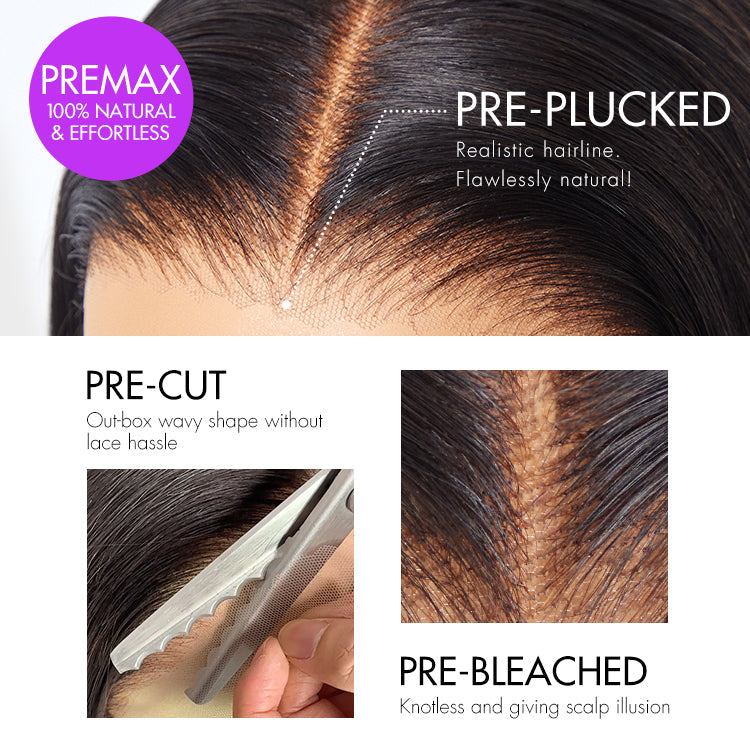 PreMax Water Wave Glueless Flexi-Fit Drawstring 13x4 Frontal Lace Fluffy Curly Wig Pre-Cut Lace