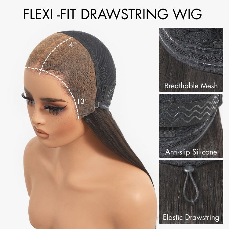 PreMax Water Wave Glueless Flexi-Fit Drawstring 13x4 Frontal Lace Fluffy Curly Wig Pre-Cut Lace