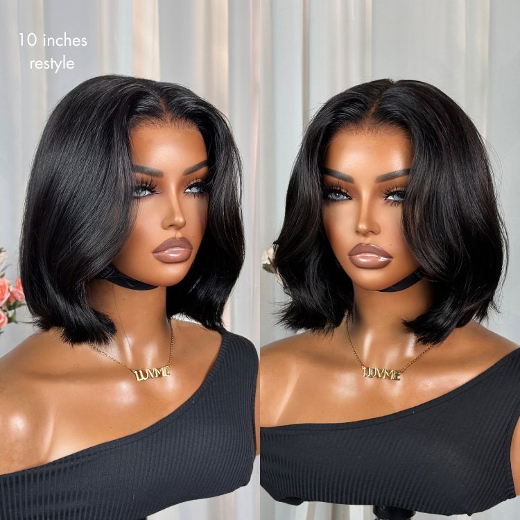 Wig Silky Blunt Cut Bob Glueless 7x6 Closure HD Lace Wig Pre-Cut Lace