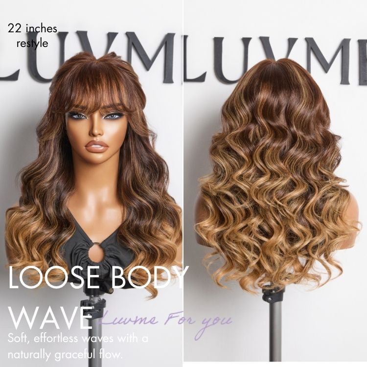 Jasperel Wig Loose Body Wave Glueless 7x6 Closure HD Lace Human Hair Wig with Bangs Pre-Cut Lace
