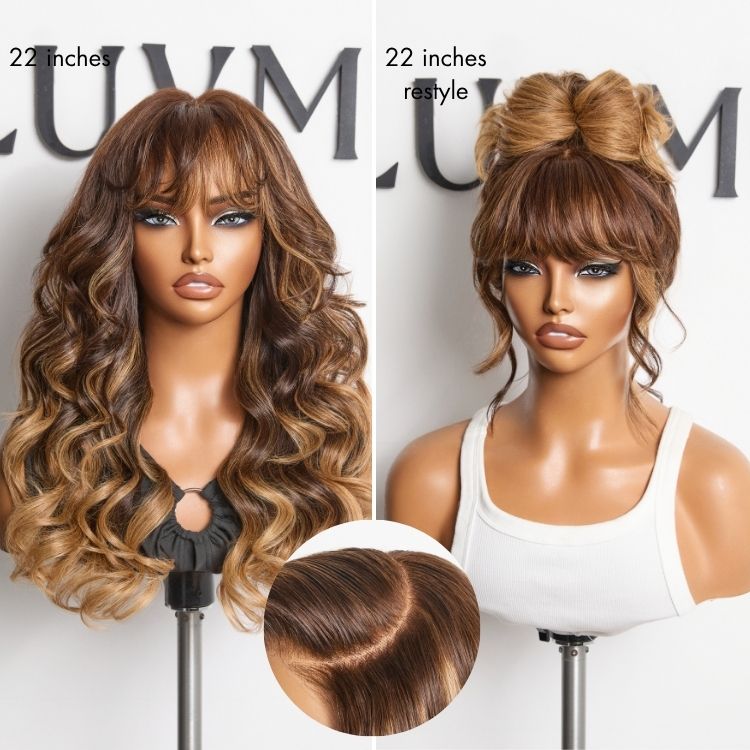 Jasperel Wig Loose Body Wave Glueless 7x6 Closure HD Lace Human Hair Wig with Bangs Pre-Cut Lace