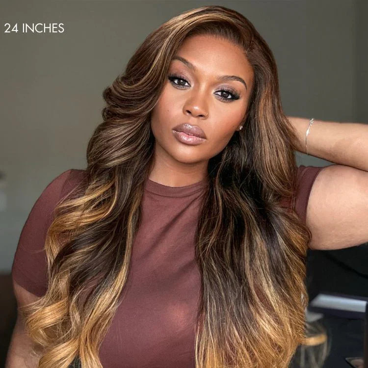 Jasperel Wig Loose Body Wave Glueless 7x6 Closure HD Lace Human Hair Wig with Bangs Pre-Cut Lace