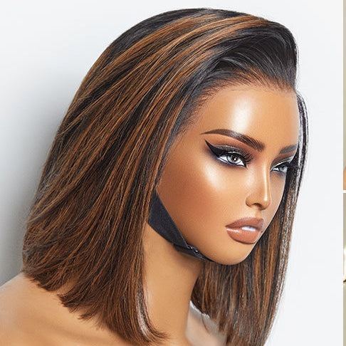 PreMax Wigs | Super Natural Hairline Silky Blunt Cut Bob Glueless 13x4 Frontal Lace Human Hair Short Wig Pre-Cut Lace