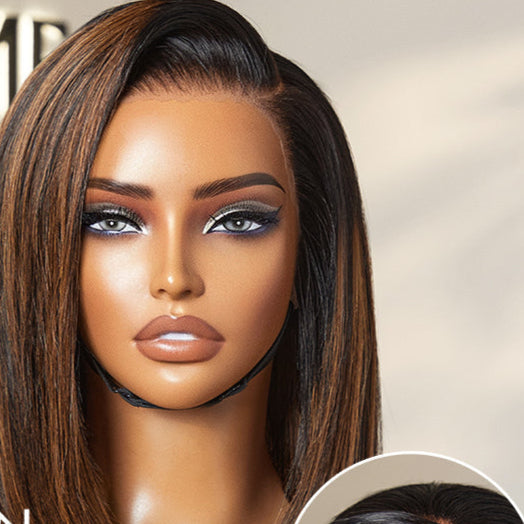 PreMax Wigs | Super Natural Hairline Silky Blunt Cut Bob Glueless 13x4 Frontal Lace Human Hair Short Wig Pre-Cut Lace