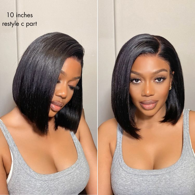 Wig Silky Blunt Cut Bob Glueless 7x6 Closure HD Lace Wig Pre-Cut Lace
