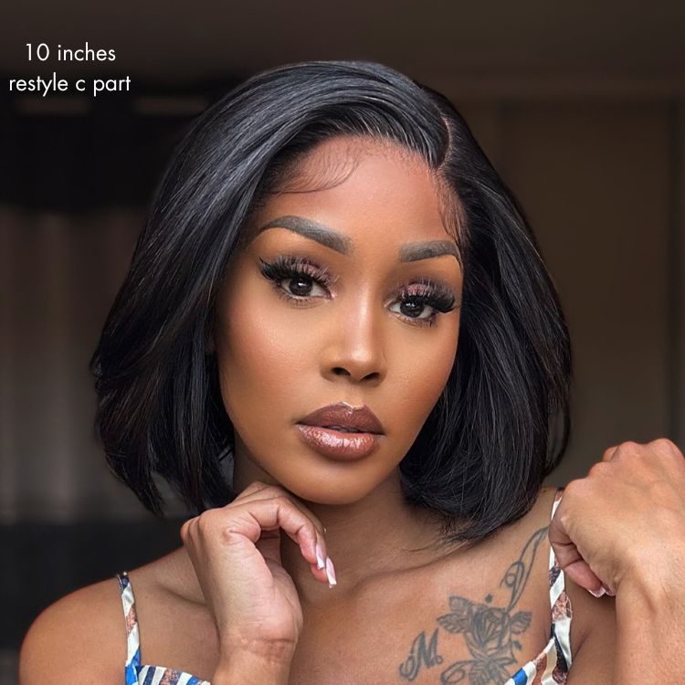 Wig Silky Blunt Cut Bob Glueless 7x6 Closure HD Lace Wig Pre-Cut Lace