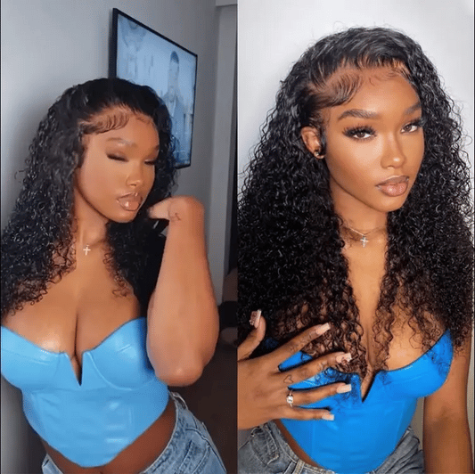 PreMax Water Wave Glueless Flexi-Fit Drawstring 13x4 Frontal Lace Fluffy Curly Wig Pre-Cut Lace