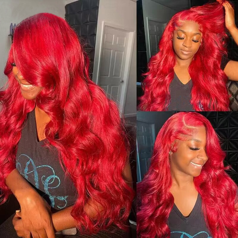 Red Lace Front Wigs Body Wave Wig 13x4 HD Lace Frontal Wigs Transparent Lace Wigs