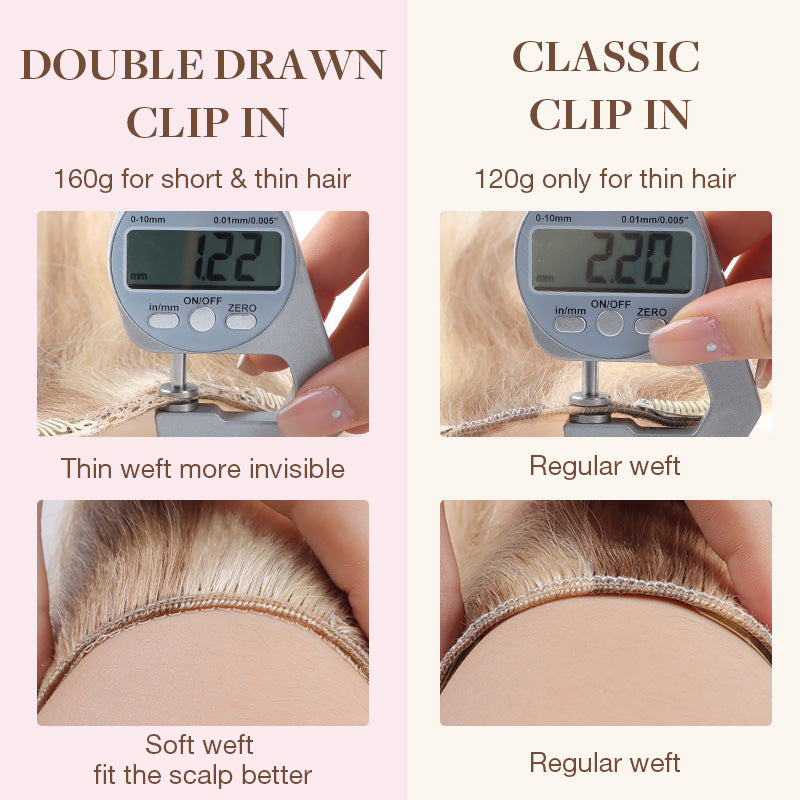 Blonde Omber(18T90) Double Drawn Clip in 160g