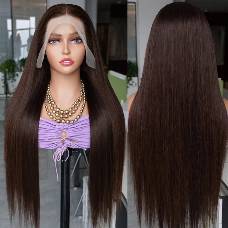 Jasperel Perfect Chocolate Brown Lace Frontal Human Hair Wig For Brown Skin Women