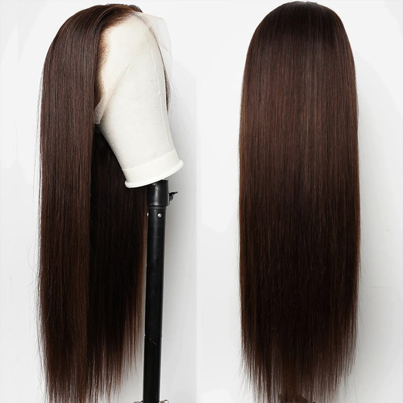 Jasperel Perfect Chocolate Brown Lace Frontal Human Hair Wig For Brown Skin Women