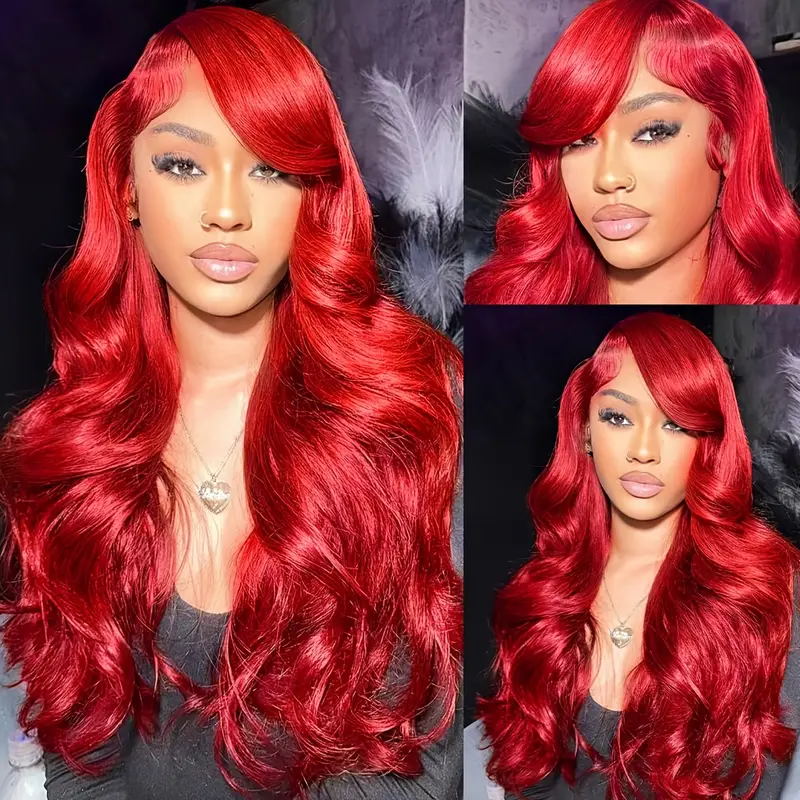 Red Lace Front Wigs Body Wave Wig 13x4 HD Lace Frontal Wigs Transparent Lace Wigs
