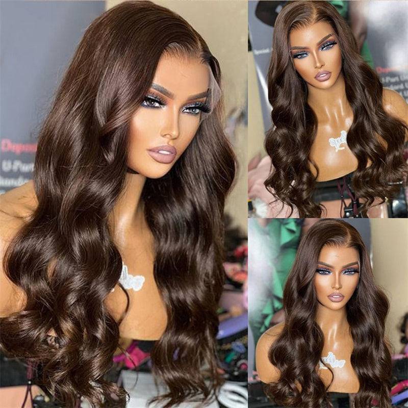 Jasperel Perfect Chocolate Brown Lace Frontal Human Hair Wig For Brown Skin Women