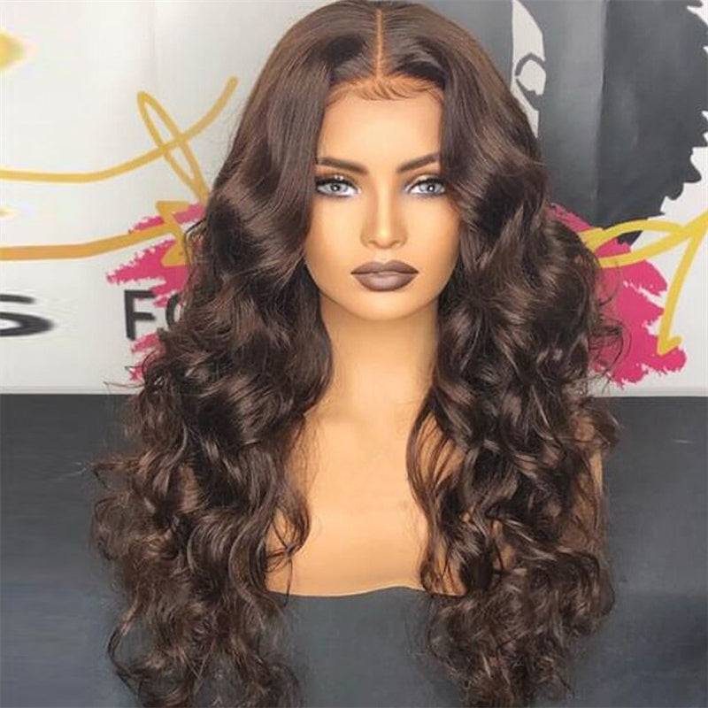 Jasperel Perfect Chocolate Brown Lace Frontal Human Hair Wig For Brown Skin Women