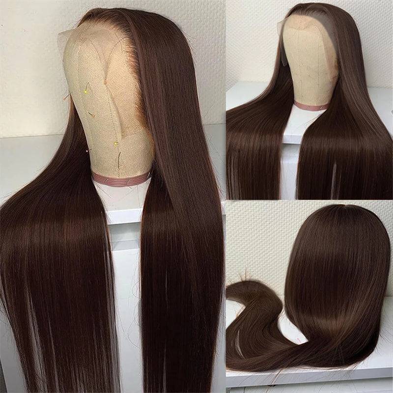 Jasperel Perfect Chocolate Brown Lace Frontal Human Hair Wig For Brown Skin Women