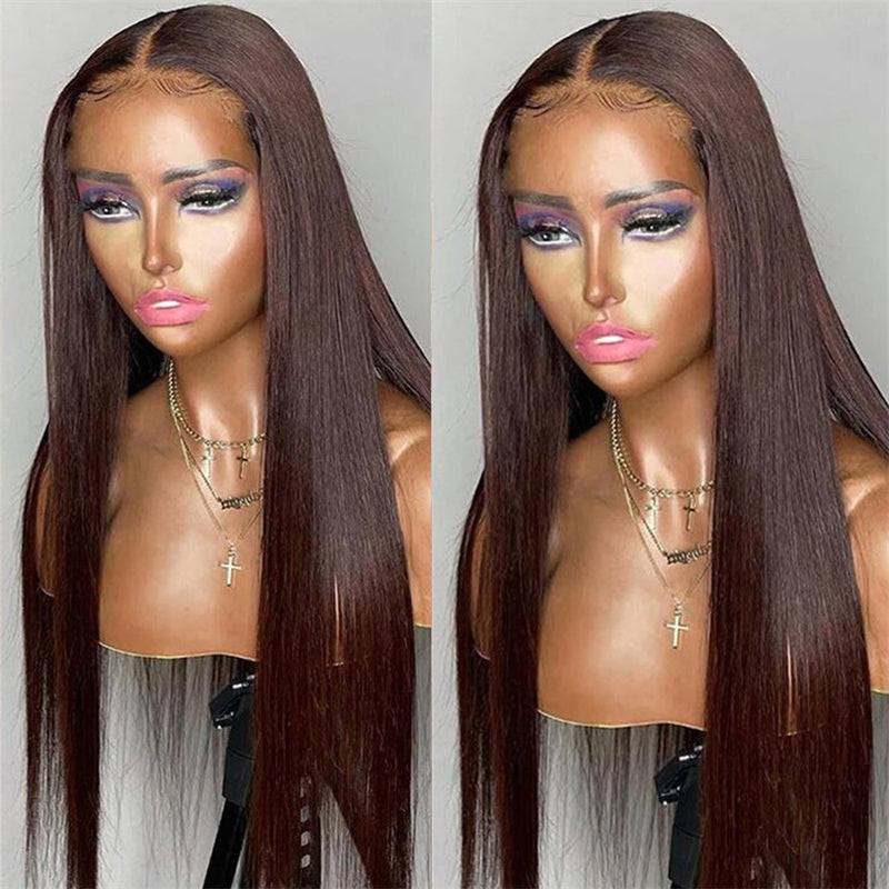 Jasperel Perfect Chocolate Brown Lace Frontal Human Hair Wig For Brown Skin Women